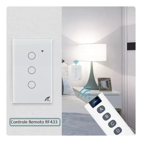 Interruptor Inteligente Wi-fi + Rf 3 Botões Touch Tuya Alexa - Imagem 3