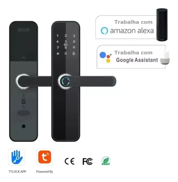 Fechadura Eletrônica Digital Com Biometria Senha Wi-fi Chave - Imagem 3