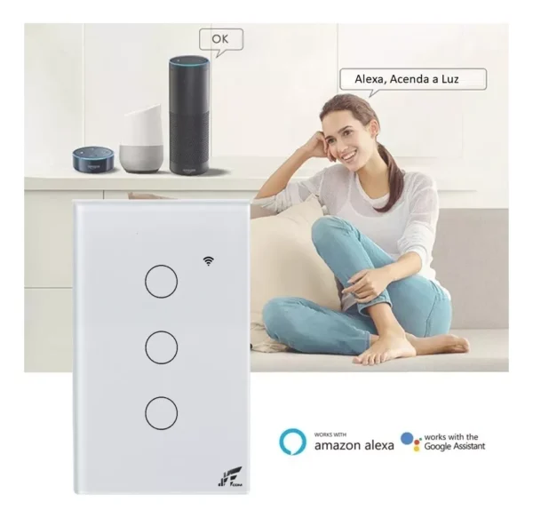 Interruptor Inteligente Wi-fi + Rf 3 Botões Touch Tuya Alexa - Imagem 5
