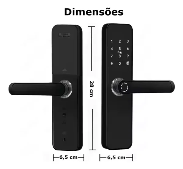 Fechadura Eletrônica Digital Com Biometria Senha Wi-fi Chave - Imagem 4
