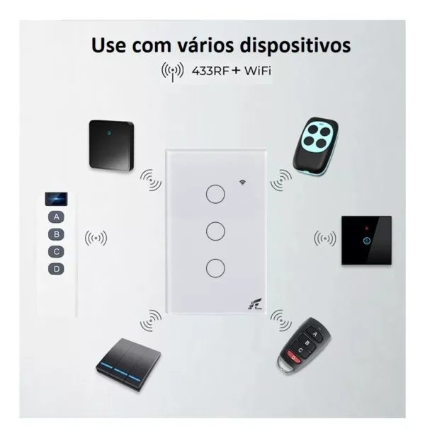 Interruptor Inteligente Wi-fi + Rf 3 Botões Touch Tuya Alexa - Imagem 7