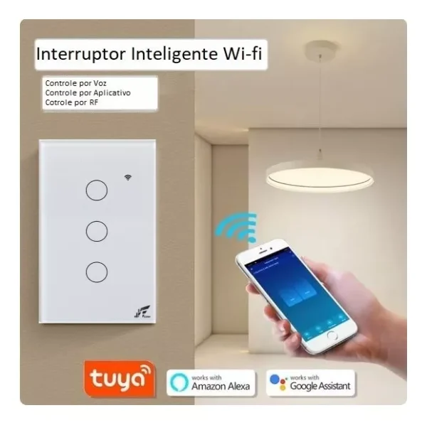 Interruptor Inteligente Wi-fi + Rf 3 Botões Touch Tuya Alexa - Imagem 6