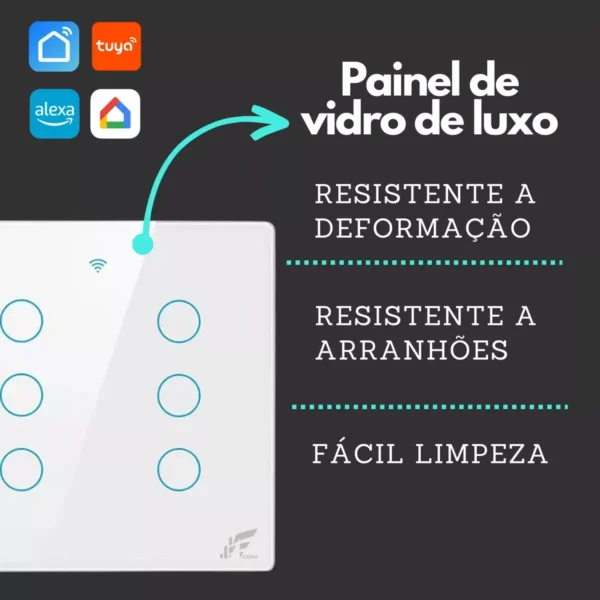 Interruptor Inteligente 6 Teclas Wifi Smart Touch Alexa - Imagem 4