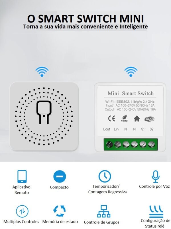 Smart Switch Mini Interruptor Inteligente Wi-fi Módulo 16A - Image 4