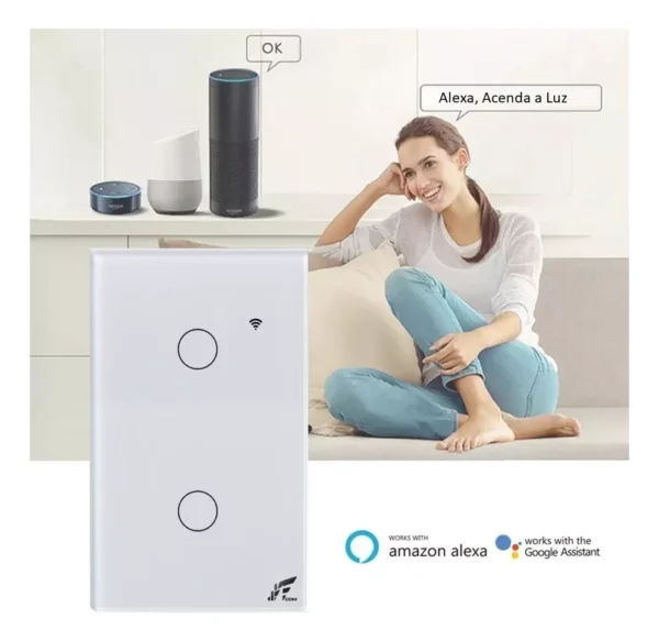 Interruptor Inteligente Wi-fi + Rf 2 Botões Touch Tuya Alexa - Imagem 4