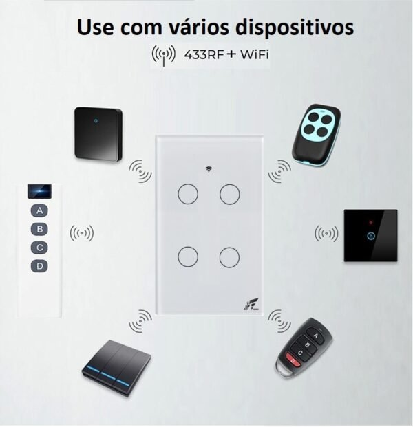 Interruptor Inteligente Wi-fi + Rf 4 Botões Touch Tuya Alexa - Imagem 7