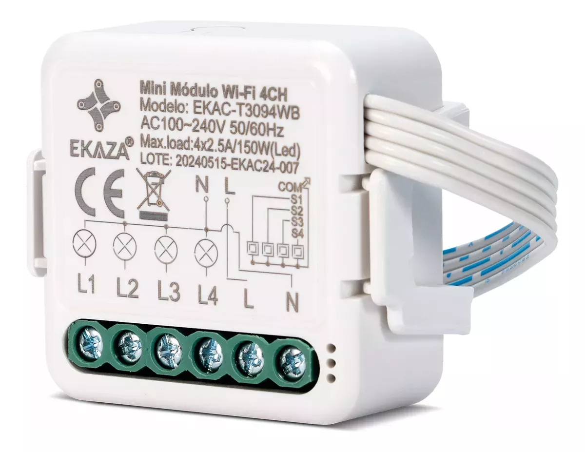 Smart Switch Mini Interruptor Relé Inteligente Wifi 4 Canais