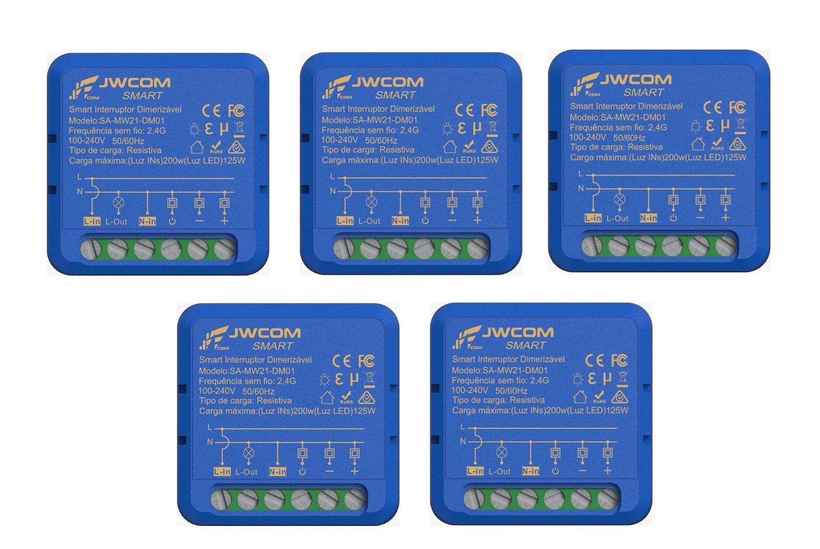 Mini módulo Interruptor Inteligente Wifi Dimmer Ajusta Luz 5 Peças
