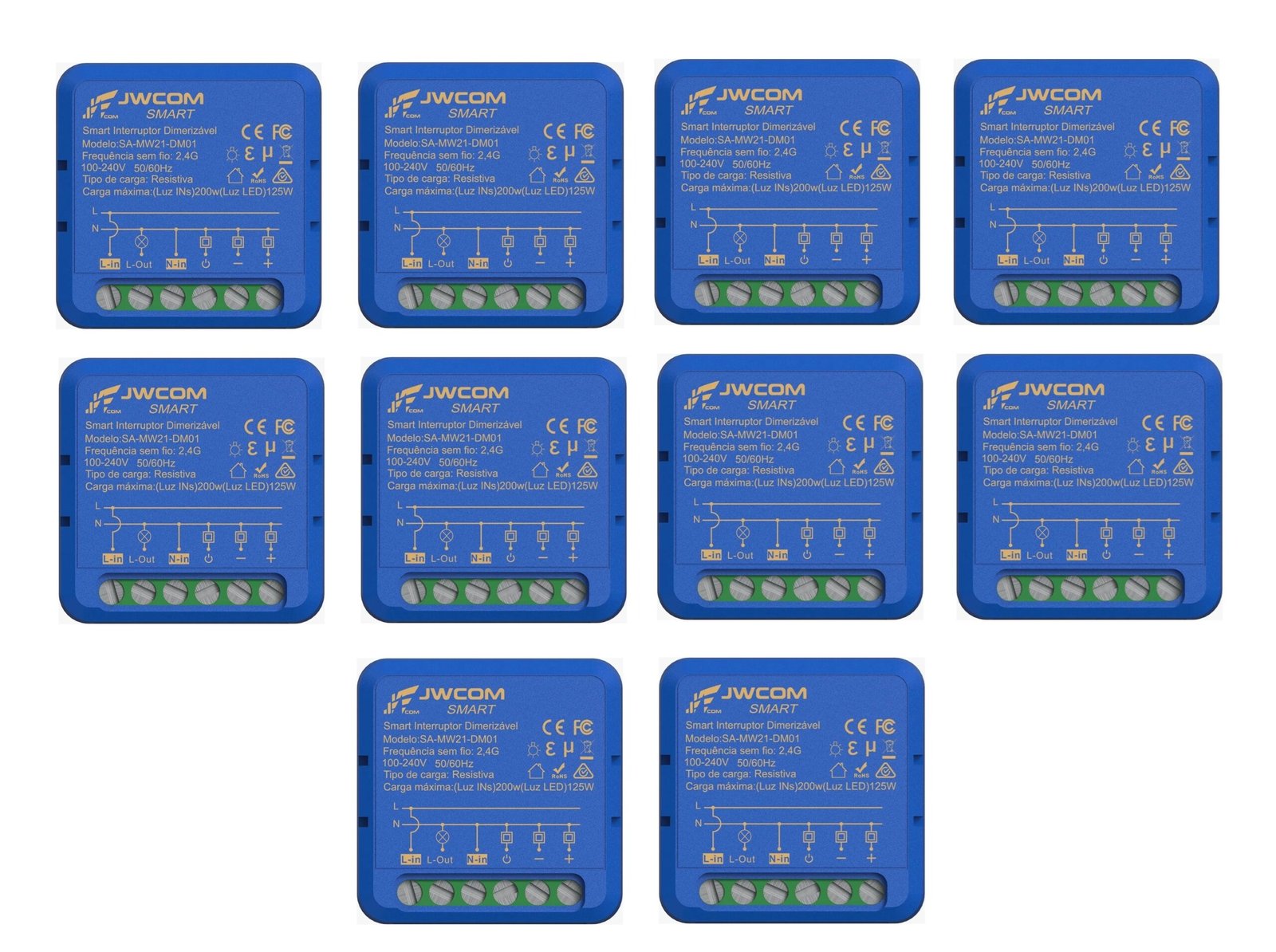 Mini módulo Interruptor Inteligente Wifi Dimmer Ajusta Luz 10 Peças
