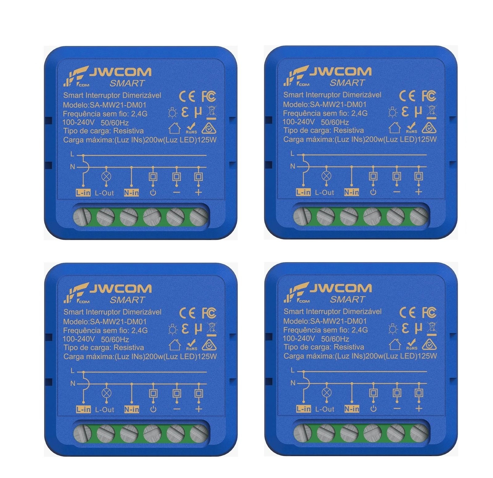 Mini módulo Interruptor Inteligente Wifi Dimmer Ajusta Luz 4 Peças