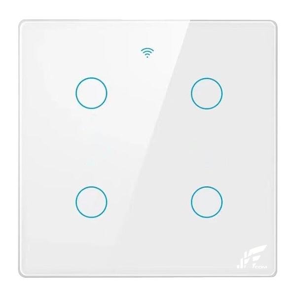 Interruptor Inteligente Wifi Rf 4 Teclas Touch 4x4 S/ Neutro Branco