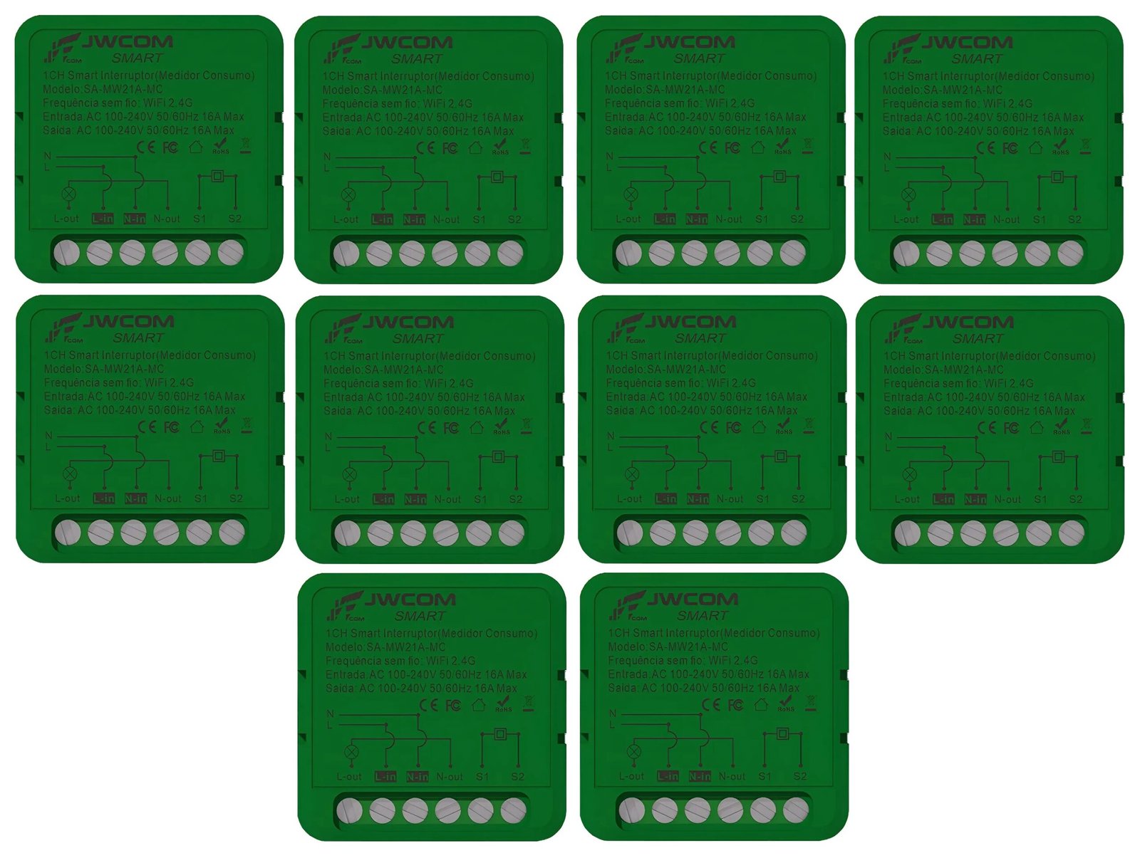 Modulo Mini Inteligente Wifi Medidor Consumo Energia 10 Peças