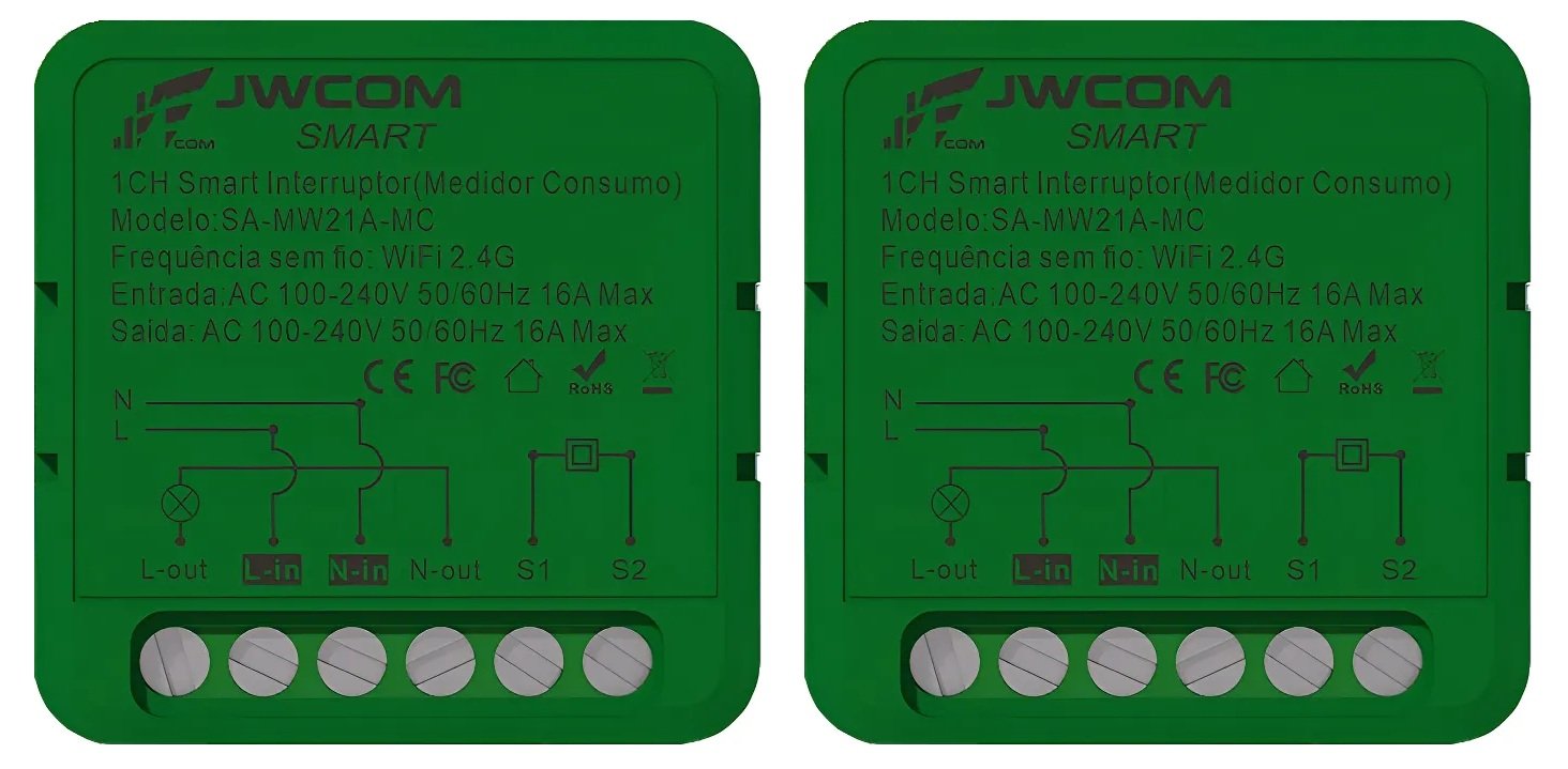 Mini Módulo Inteligente Wifi com Medidor Consumo Energia 2 Peças