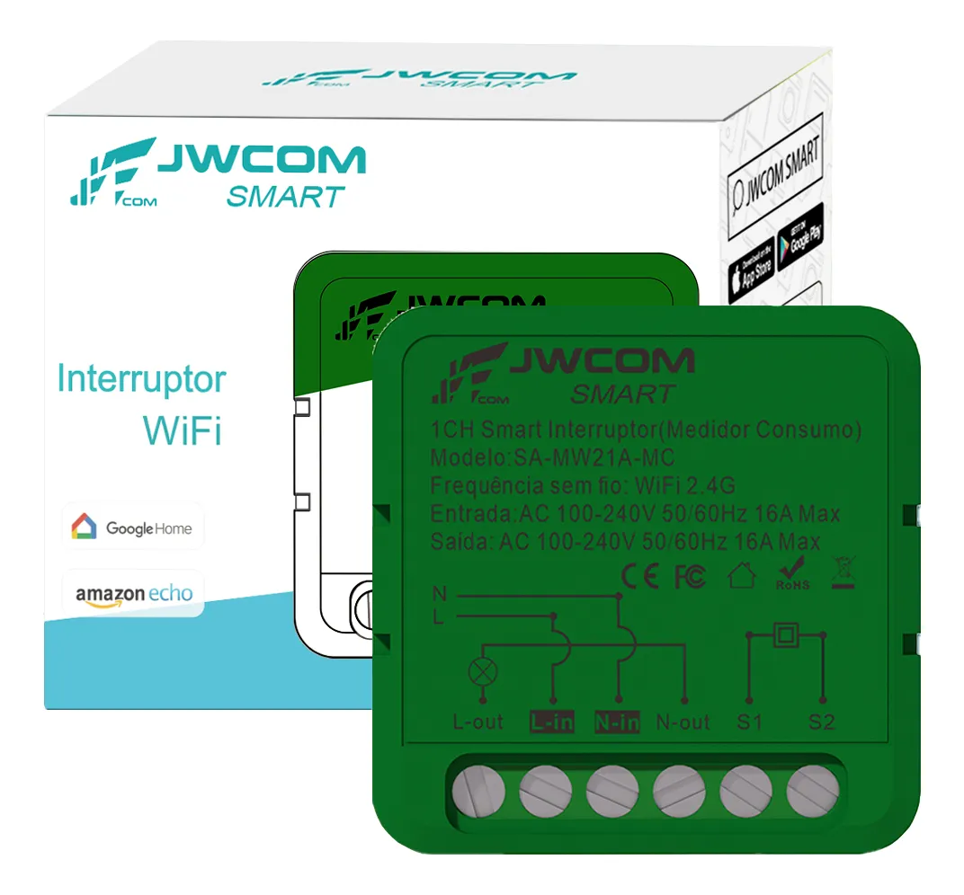 Módulo Mini Inteligente Wifi Com Medidor De Consumo Energia